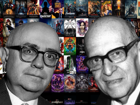 Horkheimer and Adorno infront of every MCU Poster