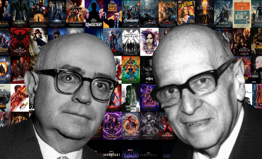 Horkheimer and Adorno infront of every MCU Poster